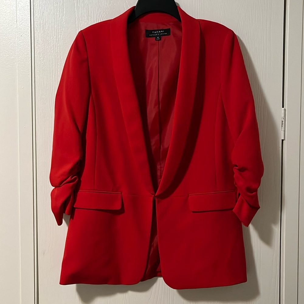 Tahari Red Shawl Collar Blazer